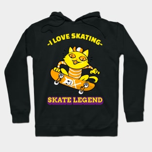 Cat loves skating Hoodie